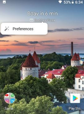 At a glance widget on Google Pixel 2