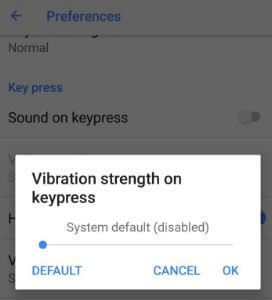 Change haptic feedback vibration intensity on android 8.0 Oreo