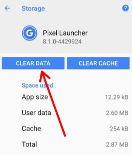 Clear Pixel launcher data in your Google Pixel 2 Oreo