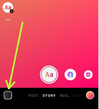 Click on the Photo icon on your Instagram App Android