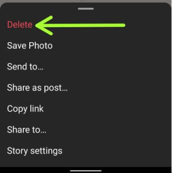 Delete Instagram story on Android phone and tablet