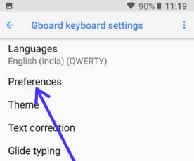 Gboard keyboard settings in android 8.1 Oreo