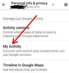 Google activity setting in android Nougat and Oreo