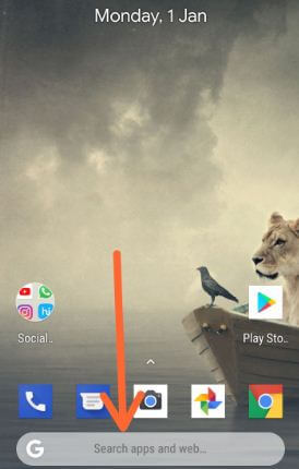 Google search bar below the apps on android Oreo 8.1