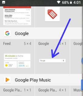 Google search bar widget in android Oreo