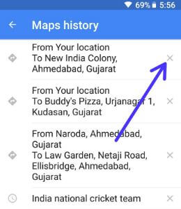 How to clear Google Maps history on android Oreo