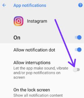 How to disable pop up notifications of app in android Oreo