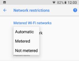 How to set Metered Wi-Fi network on android Oreo