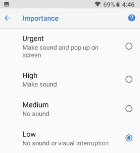 How to turn off peeking notification in Google Pixel Oreo 8.1