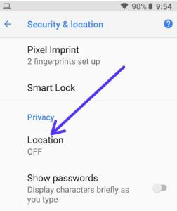 Location settings in android Oreo