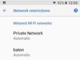 Metered wifi networks android device
