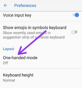 One handed mode in android Oreo
