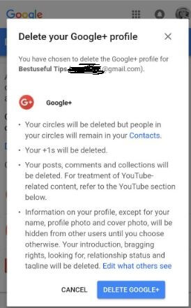 Remove Google+ account from android 8.1 Oreo