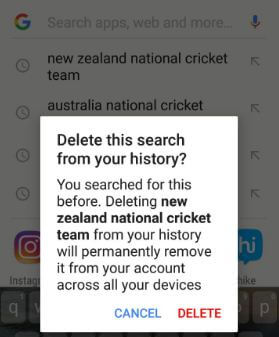 Remove Google searches on android Oreo 8.1 device