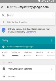 Remove my Google search history on android Nougat and Oreo