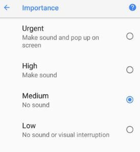 Set importance notification control in 8.1 Oreo