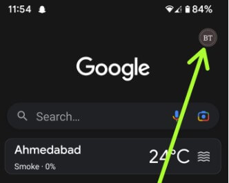 Tap on Profile icon in the Google App Android