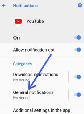Tap on any app category you want to disable peeking notification in Oreo