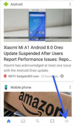 Tap on menu at bottom right corner in android 8.0 Oreo