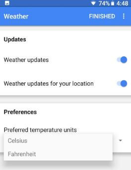 Weather not showing up in Google Pixel 2 at a glance widget