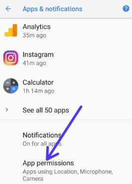 Android 8.1 Oreo app permission settings
