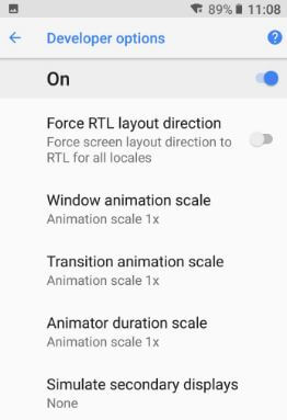 How to disable animations on android Oreo  and 
