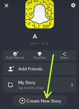 Create New private story on Snapchat android