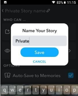 Delete private snapchat story in android device