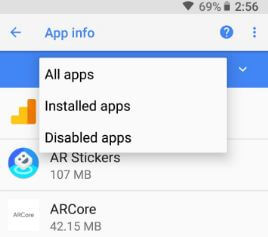 Disable all apps in android Oreo