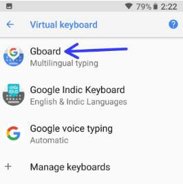 Gboard settings in android 8 Oreo