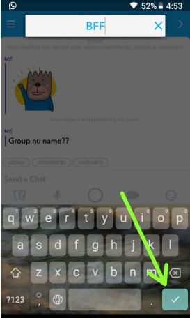 Group name in Snapchat android