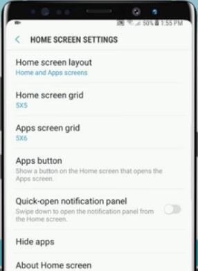 How to change Galaxy Note 8 home screen settings