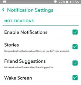 How to change Snapchat notification settings in android phone