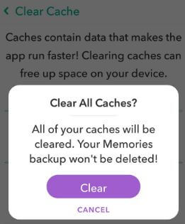 How to clear all cache on Snapchat android phone