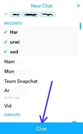 How to create Group chat on Snapchat android device