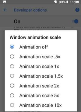 How to disable animations on android Oreo