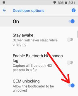 How to enable OEM unlocking in android 8 Oreo