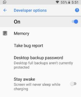 How to enable developer options in android P