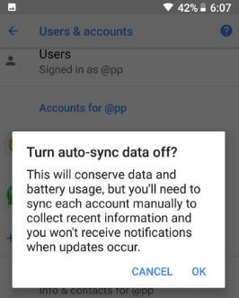 How to turn off auto sync android 8.0 Oreo