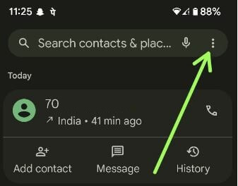 Open more settings to view Google Phone call history