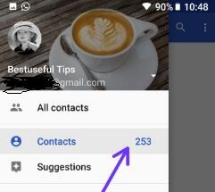 Restore lost contacts using android phone from Gmail