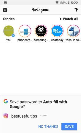Save password to Auto-fill with Google settings in Oreo