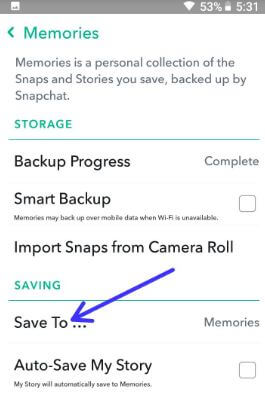 Save to settings in Snapchat android