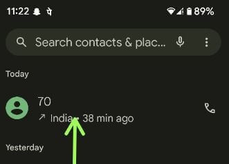 Select a phone number you want to clear call history on Google Pixel