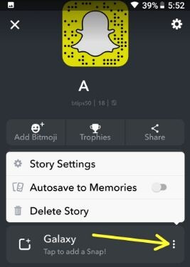 Snapchat Geo fenced story settings in android