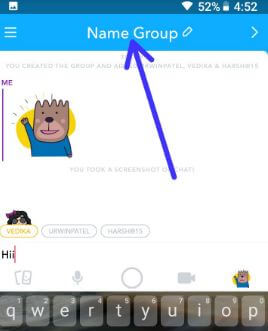 Snapchat Group name in android phone