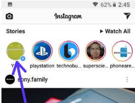 Tap on your Instagram story in android devices