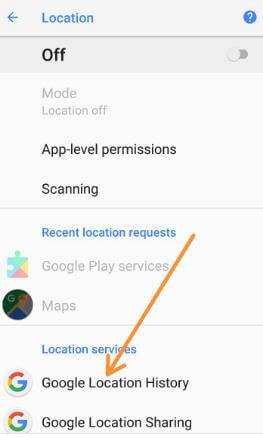 Turn off Google location history in android 8.1 Oreo