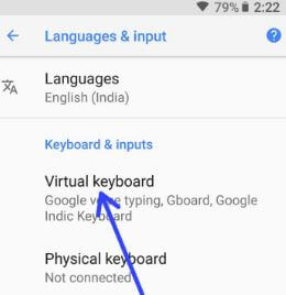 Virtual keyboard settings in android 8 Oreo