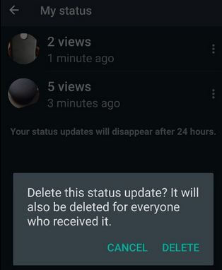 WhatsApp status delete from your Android devices
